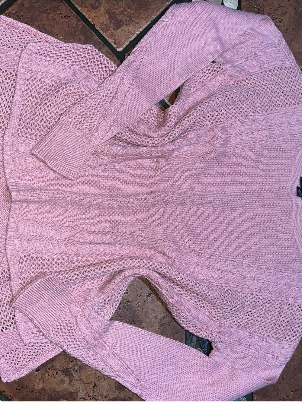 American Eagle Outfitters Light Pink Cable Knit Sweater